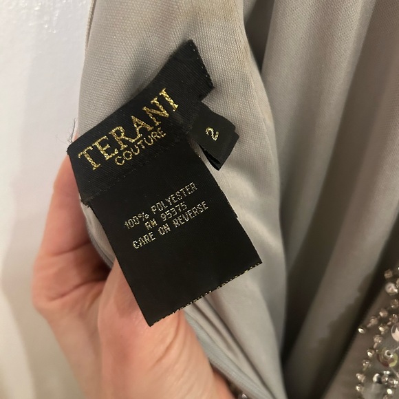 Terani Couture Silver Prom Dress - Picture 9 of 9